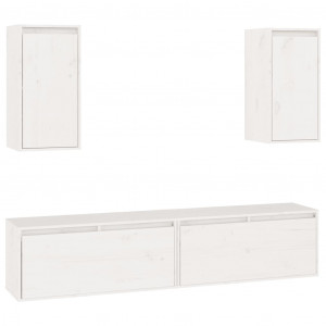 Muebles para TV 4 piezas madera maciza de pino blanco H