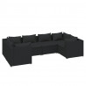 6 pcs conjunto lounge de jardim c/ almofadões vime PE preto 2