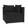 4 pcs conjunto lounge de jardim c/ almofadões vime PE preto 5