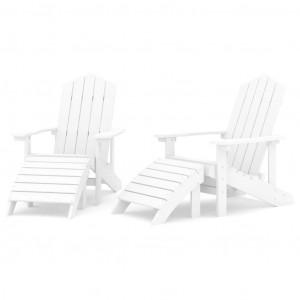 Sillas de jardín Adirondack 2 uds con reposapiés HDPE blanco H