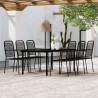 7 pcs conjunto de jantar para jardim preto 1