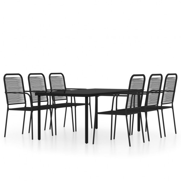 Juego de comedor de jardín 7 piezas negro M 2