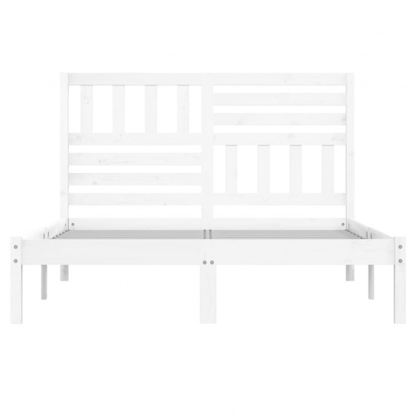 Estrutura de cama 140x190 cm madeira de pinho maciça branco M 4