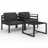 Set muebles de jardín 3 pzas y cojines aluminio gris antracita 2