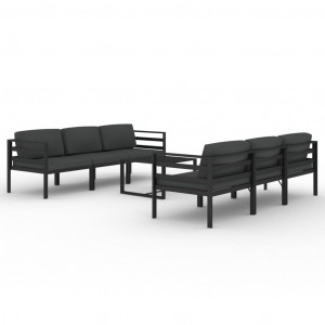 Set muebles de jardín 7 pzas y cojines aluminio gris antracita H
