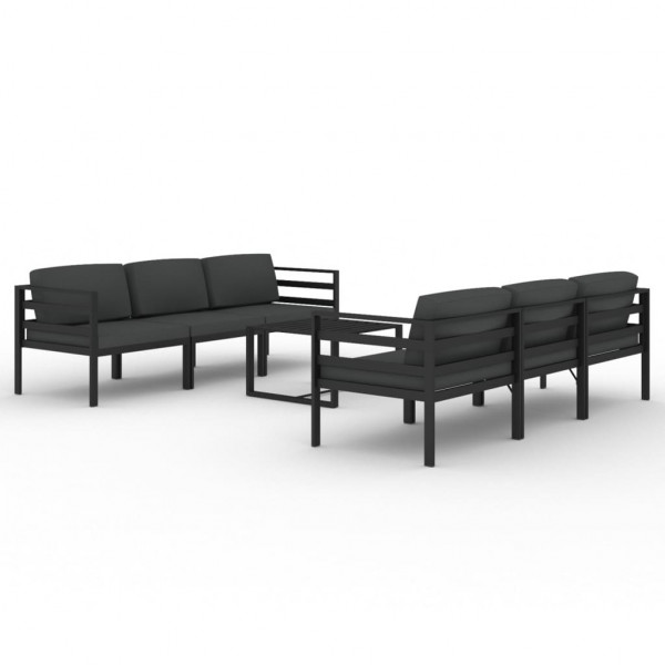 Set muebles de jardín 7 pzas y cojines aluminio gris antracita M 2