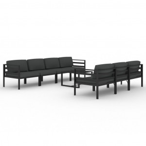 Set muebles de jardín 8 pzas y cojines aluminio gris antracita H