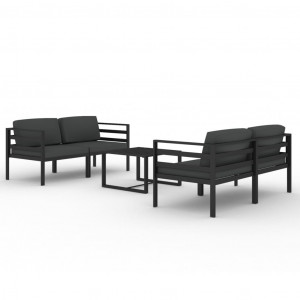 Set muebles de jardín 5 pzas y cojines aluminio gris antracita H