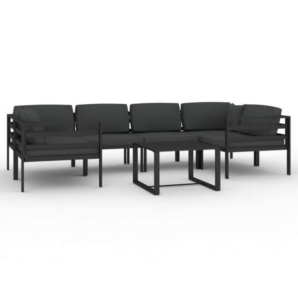 7 pcs conjunto lounge jardim com almofadões alumínio antracite M 2