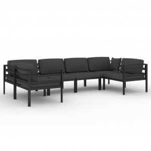 6 pcs conjunto lounge jardim com almofadões alumínio antracite H