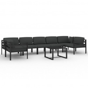 8 pcs conjunto lounge jardim com almofadões alumínio antracite H