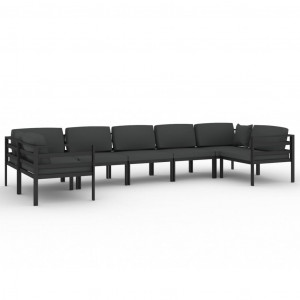 7 pcs conjunto lounge jardim com almofadões alumínio antracite H