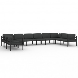 10 pcs conjunto lounge jardim com almofadões alumínio antracite H