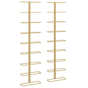 Garrafeira de parede para 9 garrafas 2 pcs ferro dourado H