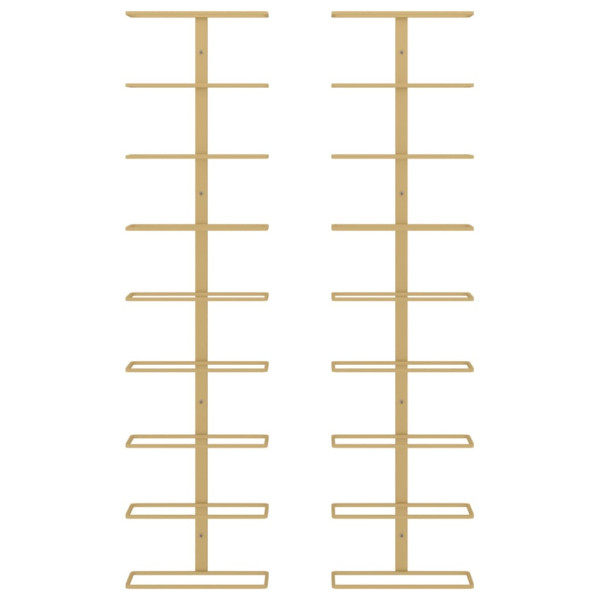 Garrafeira de parede para 9 garrafas 2 pcs ferro dourado M 4
