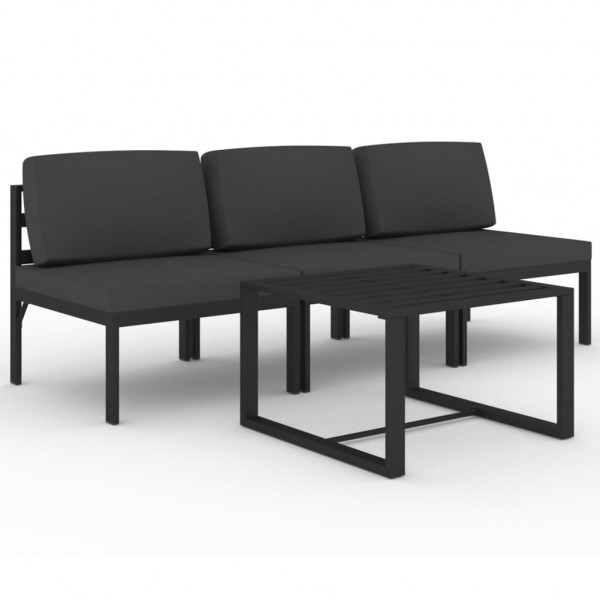 4 pcs conjunto lounge jardim com almofadões alumínio antracite M 2
