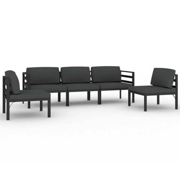 5 pcs conjunto lounge jardim com almofadões alumínio antracite M 2