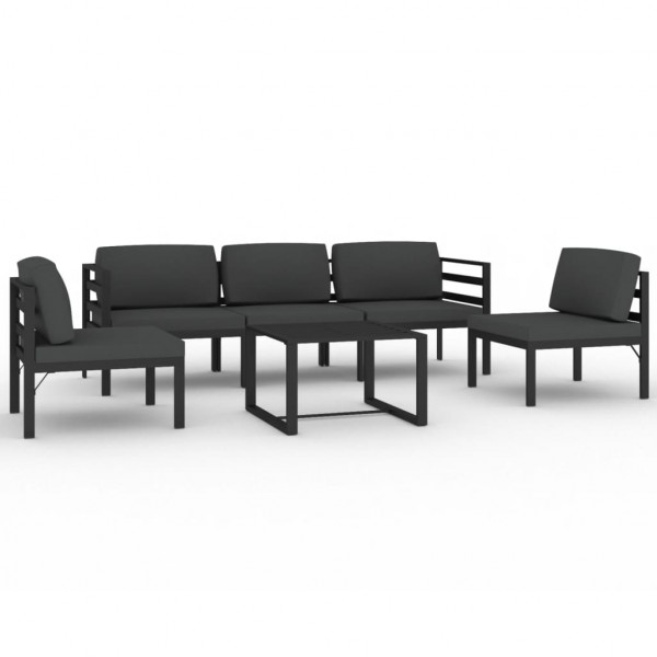 6 pcs conjunto lounge jardim com almofadões alumínio antracite M 2