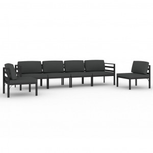 6 pcs conjunto lounge jardim com almofadões alumínio antracite H