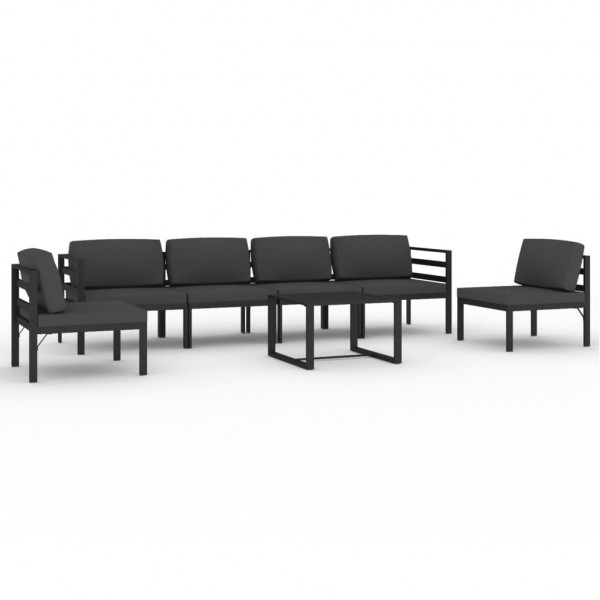 7 pcs conjunto lounge jardim com almofadões alumínio antracite M 2