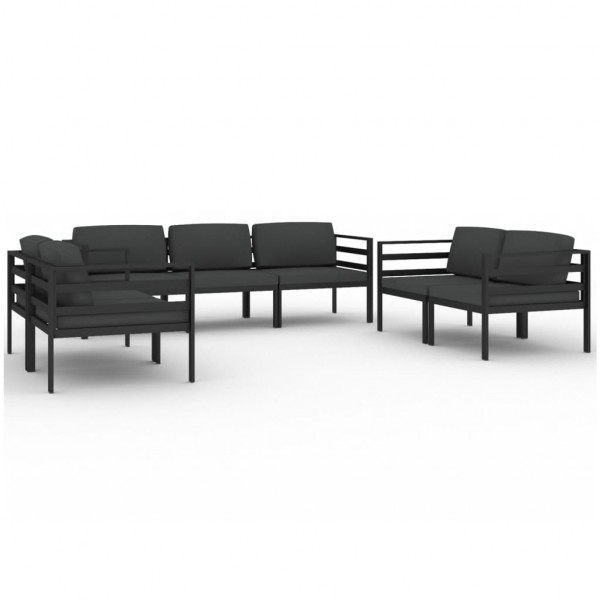 7 pcs conjunto lounge jardim com almofadões alumínio antracite M 2