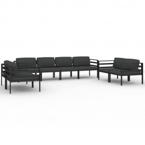 8 pcs conjunto lounge jardim com almofadões alumínio antracite H