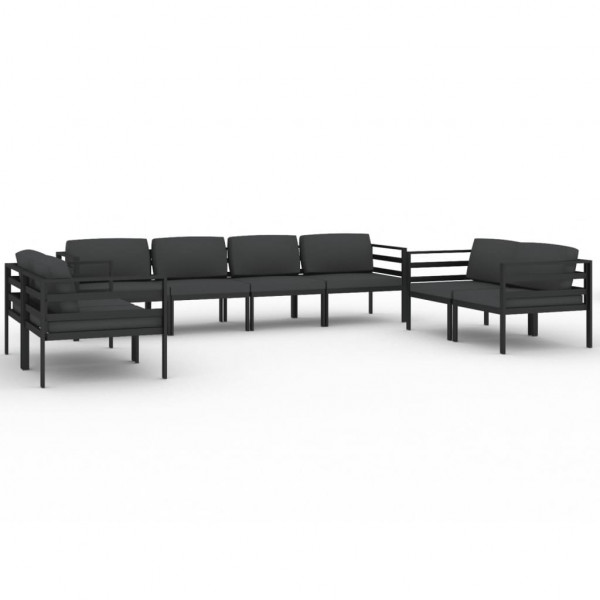 Set muebles de jardín 8 pzas y cojines aluminio gris antracita M 2