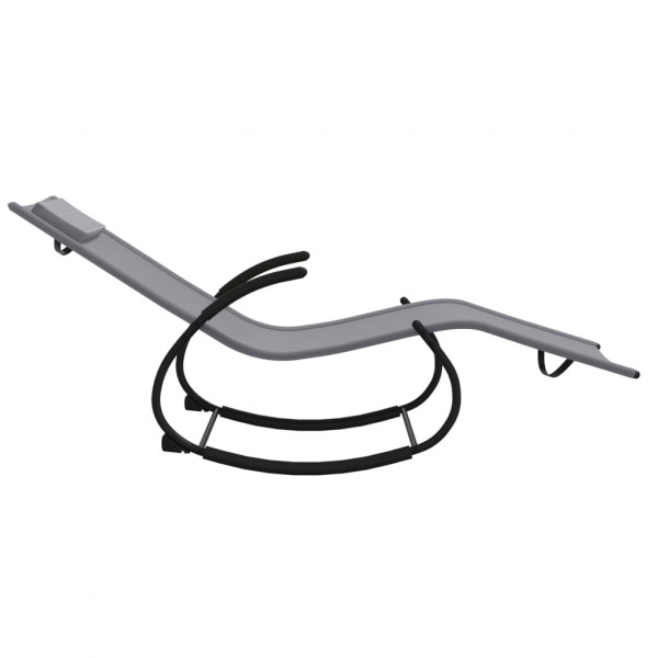 Tumbona mecedora de acero y textilene gris M 5