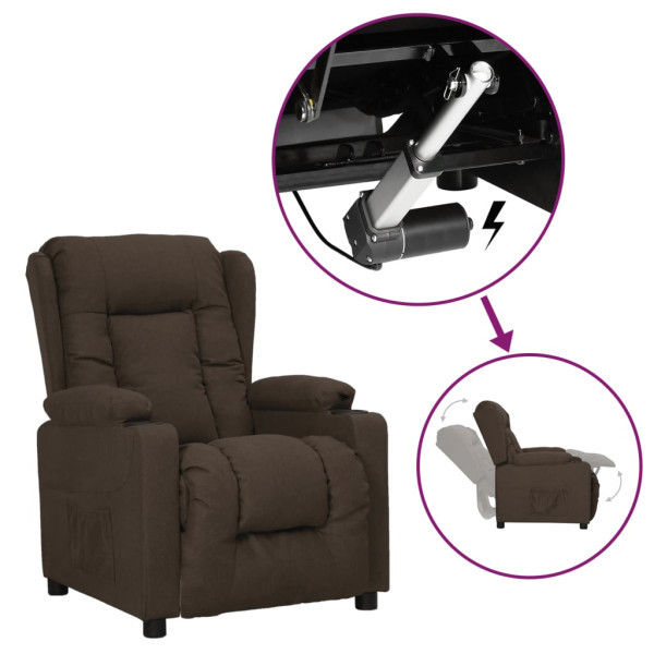 Sillón elevable tela marrón oscuro D