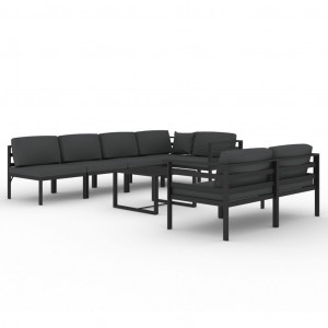 8 pcs conjunto lounge jardim com almofadões alumínio antracite H