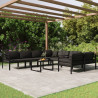9 pcs conjunto lounge jardim com almofadões alumínio antracite 1