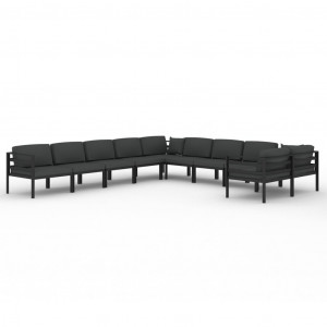 10 pcs conjunto lounge jardim com almofadões alumínio antracite H