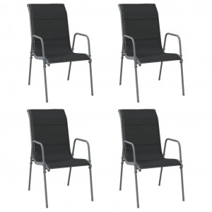 Cadeiras de jardim 4 pcs aço e textilene preto H