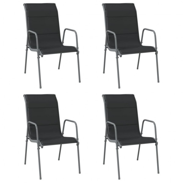 Cadeiras de jardim 4 pcs aço e textilene preto M 2