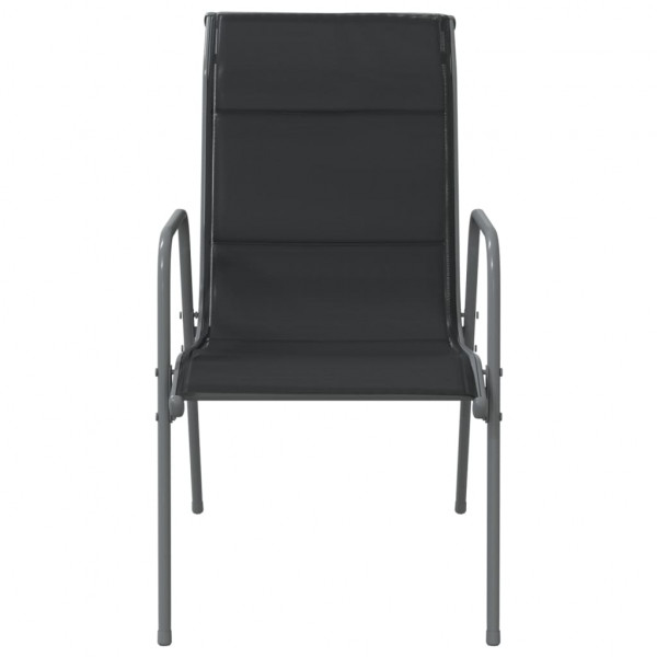 Cadeiras de jardim 4 pcs aço e textilene preto M 5