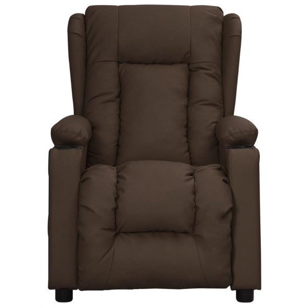 Sillón elevable cuero sintético marrón M 3