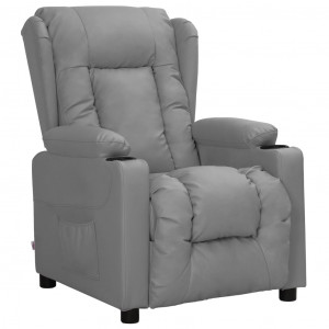 Sillón elevable cuero sintético gris H