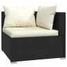 4 pcs conjunto lounge de jardim c/ almofadões vime PE preto 3