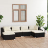 6 pcs conjunto lounge de jardim c/ almofadões vime PE preto 1