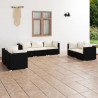 7 pcs conjunto lounge de jardim c/ almofadões vime PE preto 1