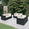 Set de muebles de jardín 6 pzas y cojines ratán sintético negro 1