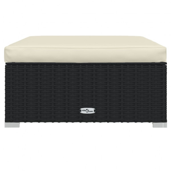 Reposapiés de jardín con cojín ratán sintético gris 70x70x30 cm M 3