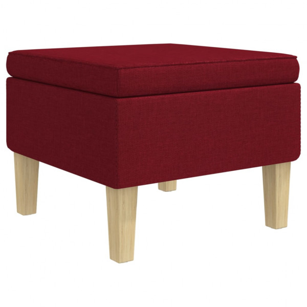 Taburete con patas de madera tapizado tela rojo tinto M 2