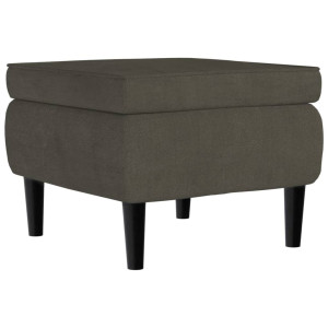 Taburete con patas de madera terciopelo gris oscuro H