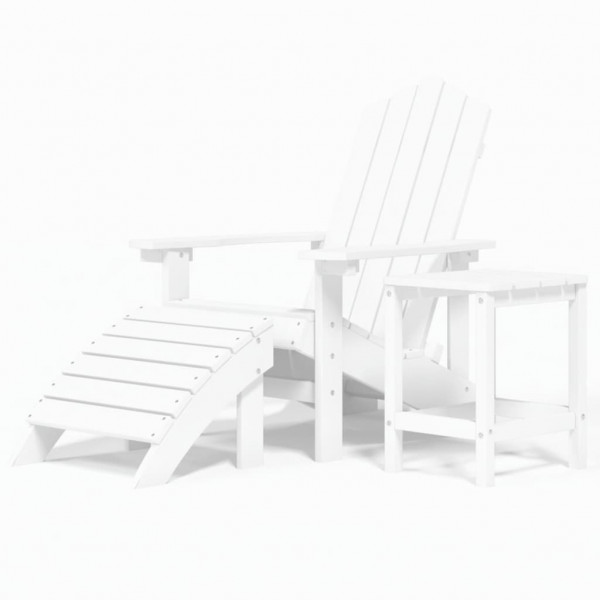 Silla de jardín Adirondack con reposapiés y mesa HDPE blanco M 2