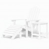 Silla de jardín Adirondack con reposapiés y mesa HDPE blanco 2
