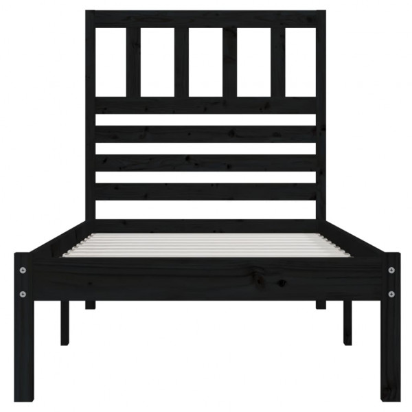Estrutura cama de solteiro pequena 75x190 cm pinho maciço preto M 4