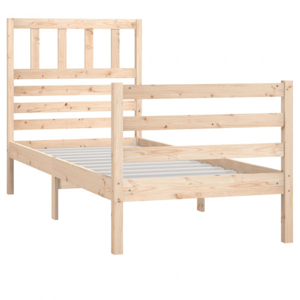 Estructura de cama individual madera maciza 75x190 cm M 3