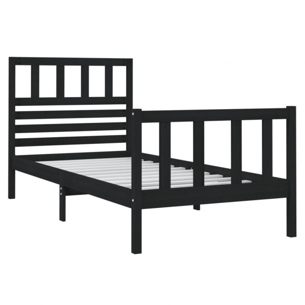 Estrutura cama pequena solteiro 75x190 cm madeira maciça preto M 3