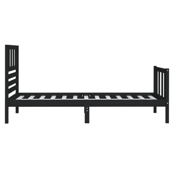 Estructura de cama madera maciza negra 75x190 cm M 5